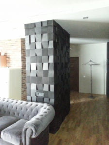 Гипсовая 3д панель Квадраты в интерьере